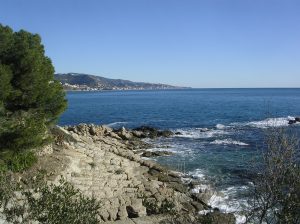 The coastline off Villa Hanbury, just across the border in Italy near Ventimiglia