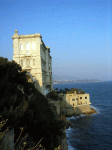 Oceanographic Museum viewed from Jardins Saint Martin with Cap Martin in the distance
