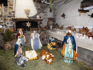 The Nativity scene played out inside the village bread oven! 