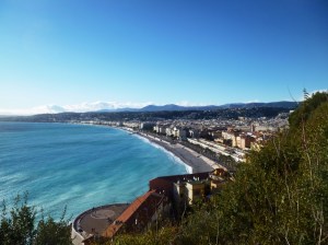 Picture postcard view west over the Baie des Anges and Old Nice