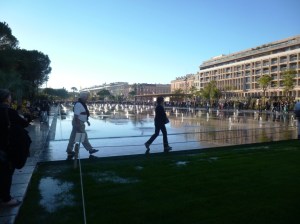 The new water mirror fountains, walk through there at your peril!