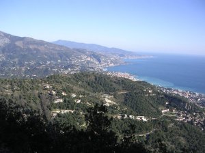 View from Mont Gros, just 15 minutes from Monaco, east over Menton and the Italian border