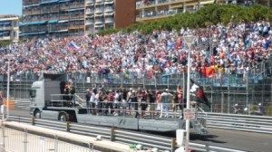 The drivers' parade that takes place about 90 minutes before the start of the race