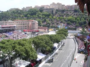 Spectators amassed on the hillside during the 2009 Grand Prix