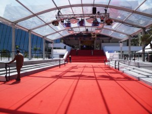 "La montée des marches": the red carpetted steps that the stars walk up in gala dresses to attend the screenings each night 