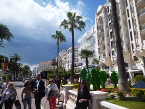 Walking by the luxury shops on the other side of the Croisette