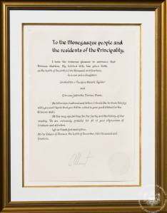 The act of proclamation, published in English and French (C) Palais Princier de Monaco
