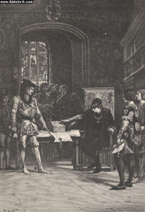 Louis XI of France and Honore II of Monaco signing the Treaty of Peronne in 1641